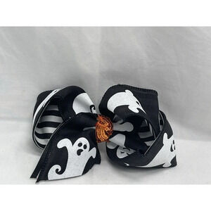 Boo! Ghost  Boutique Hair Bow Girls Clip Black White  Halloween